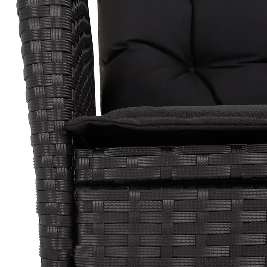 Garden Dining Set 5 Piece Outdoor Furniture Black Poly Rattan with Cushions