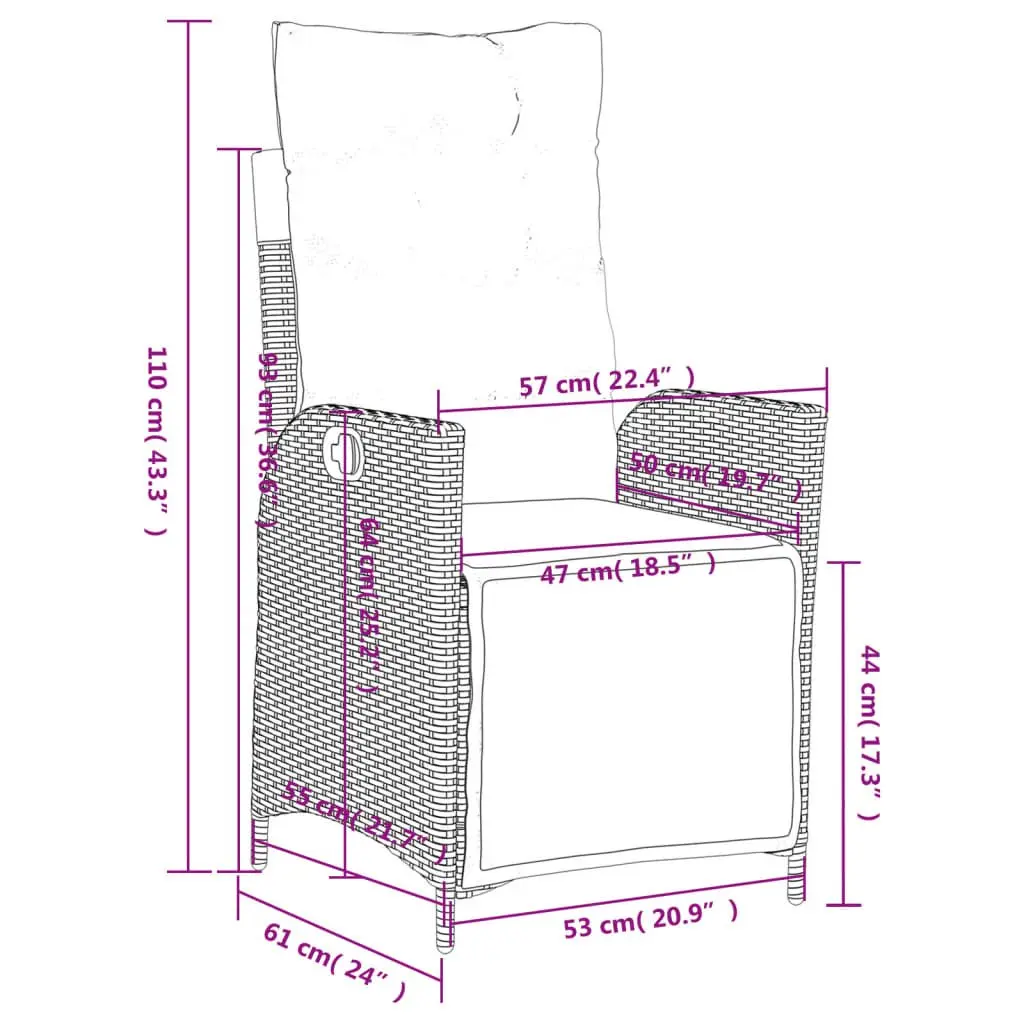 Garden Dining Set 4 Piece Outdoor Furniture Black Poly Rattan with Cushions