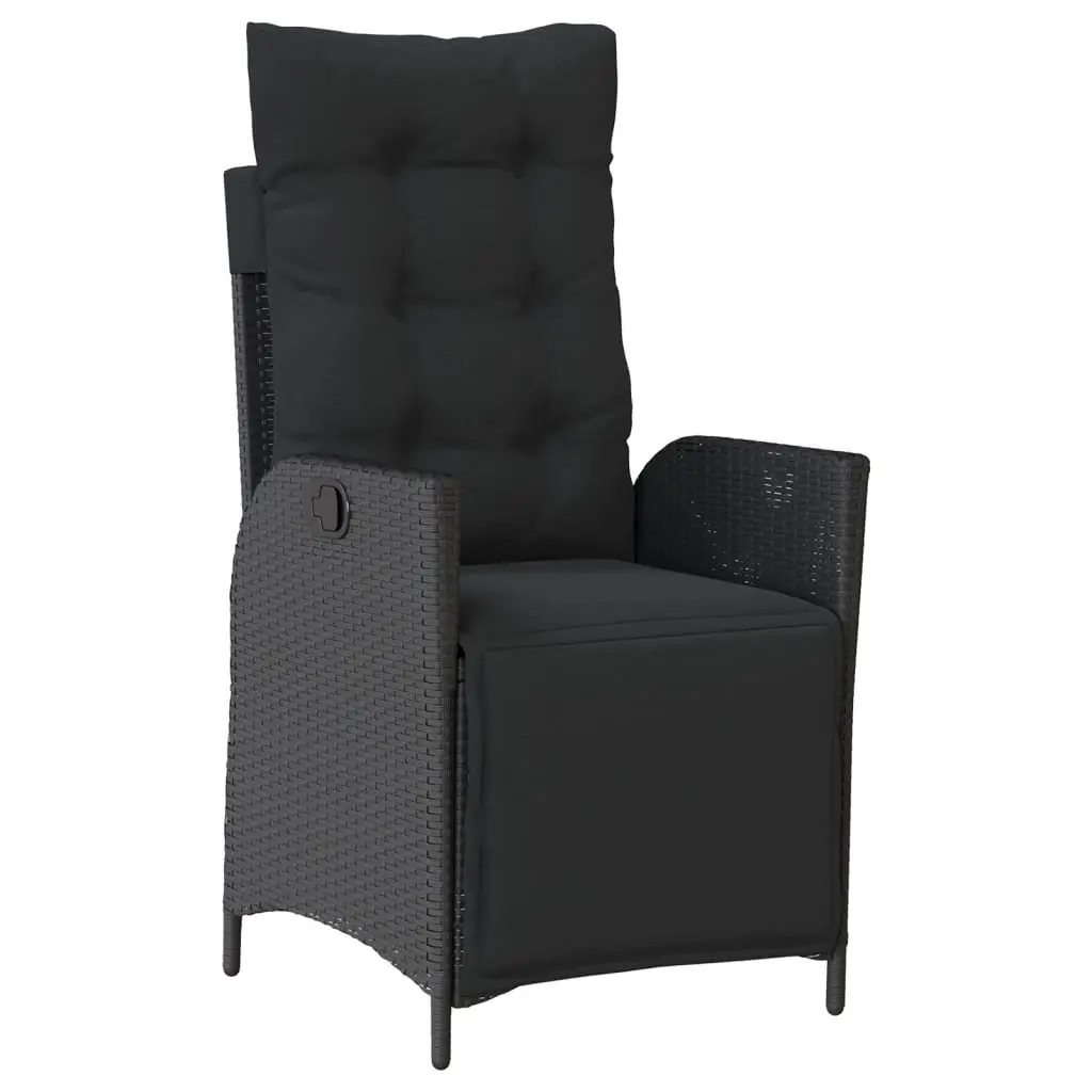 Garden Dining Set 4 Piece Outdoor Furniture Black Poly Rattan with Cushions