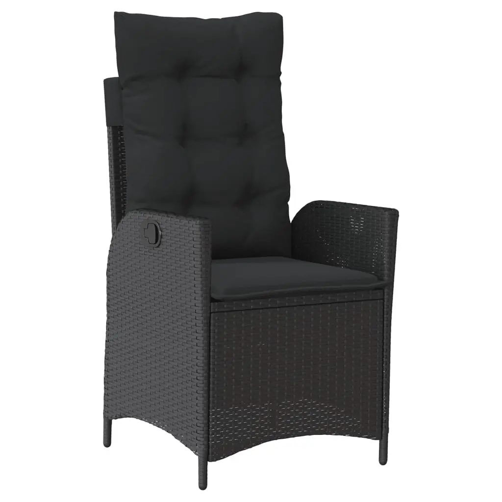Garden Dining Set 4 Piece Outdoor Furniture Black Poly Rattan with Cushions
