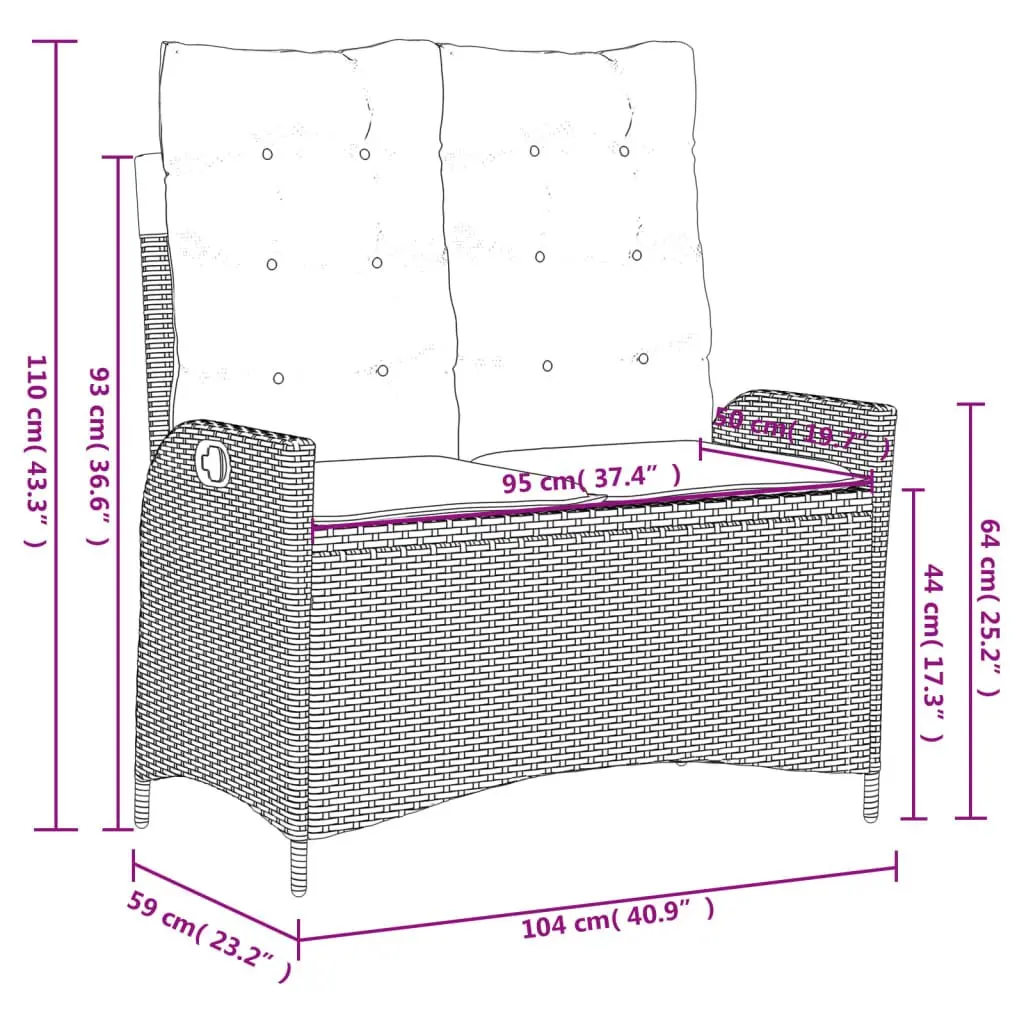 4 Piece Garden Dining Set Adjustable Backrest Lifting Table Grey PE Rattan