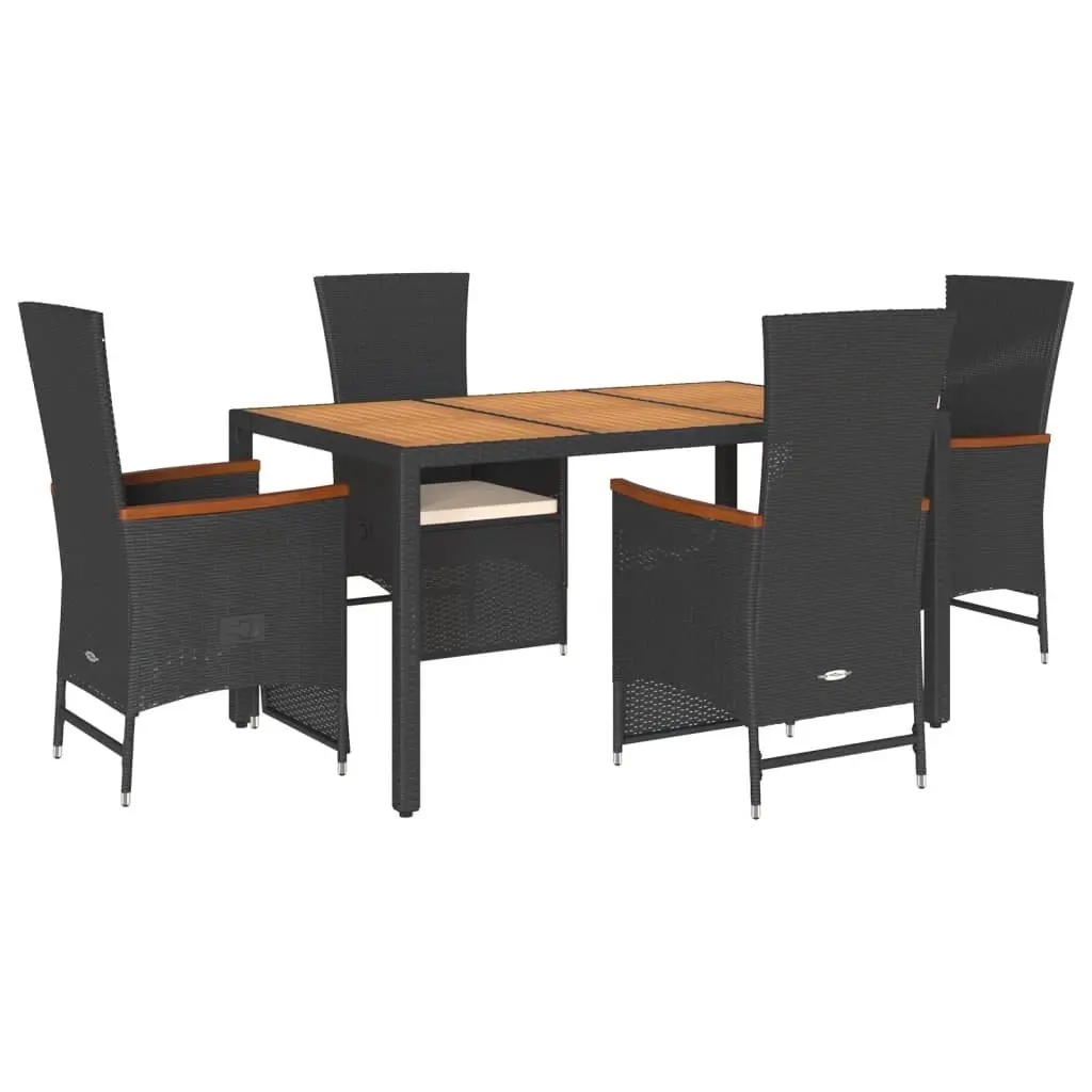 Garden Dining Set 5 Piece Outdoor Furniture Black Poly Rattan Chairs Table