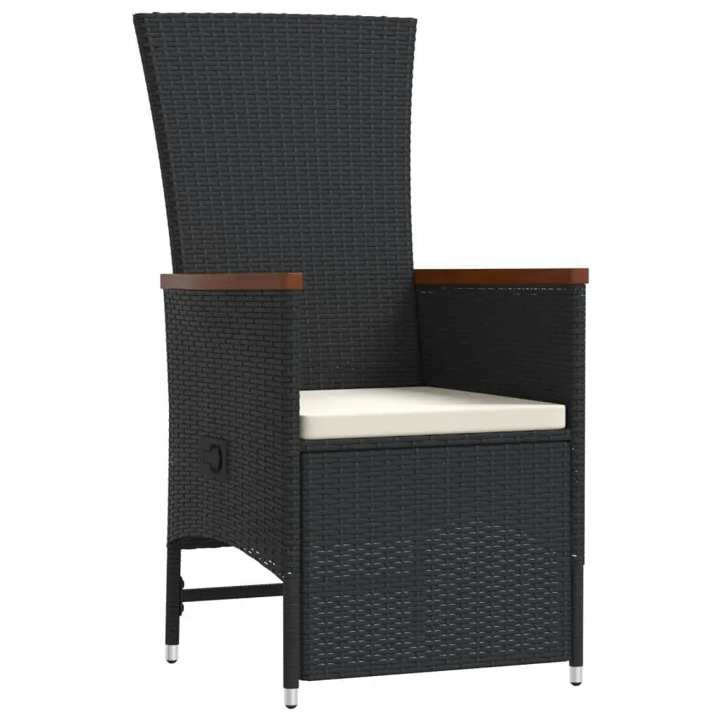 11 Piece Outdoor Garden Dining Set Poly Rattan Chairs Table with Cushions Black