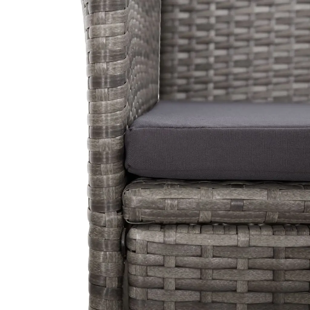 Garden Dining Set 9 Piece Outdoor Furniture Grey Poly Rattan Cushions