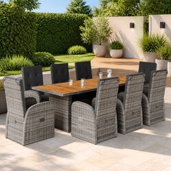 Garden Dining Set 9 Piece Outdoor Furniture Patio Table Chairs with Cushions