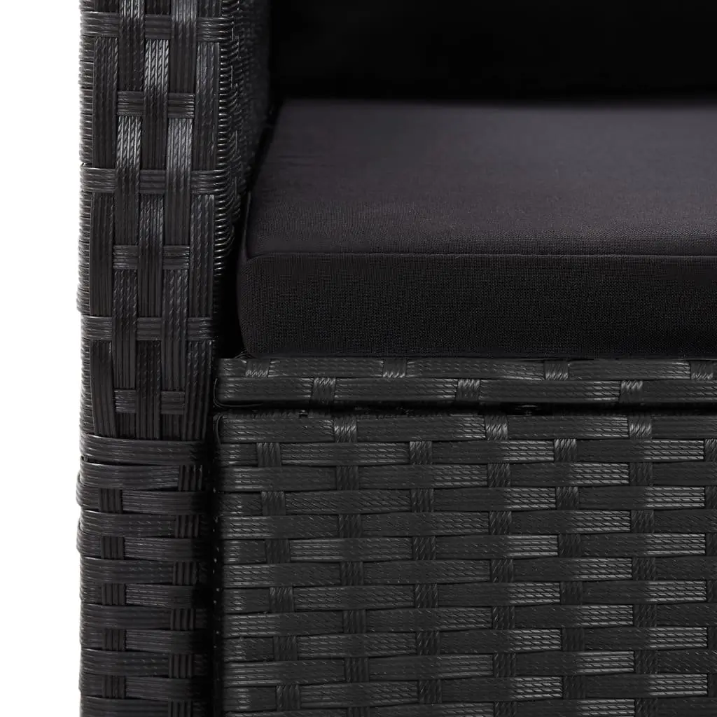 Garden Dining Set 11 Piece Outdoor Furniture Black Poly Rattan with Cushions