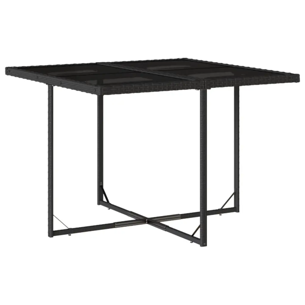 5 Piece Garden Dining Set Outdoor Furniture Black Poly Rattan Table Chairs