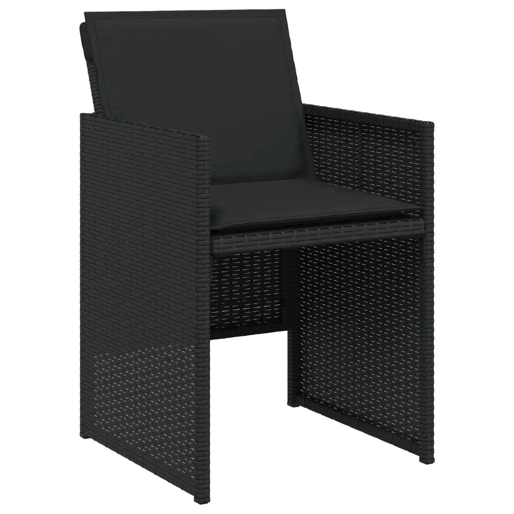 5 Piece Garden Dining Set Outdoor Furniture Black Poly Rattan Table Chairs