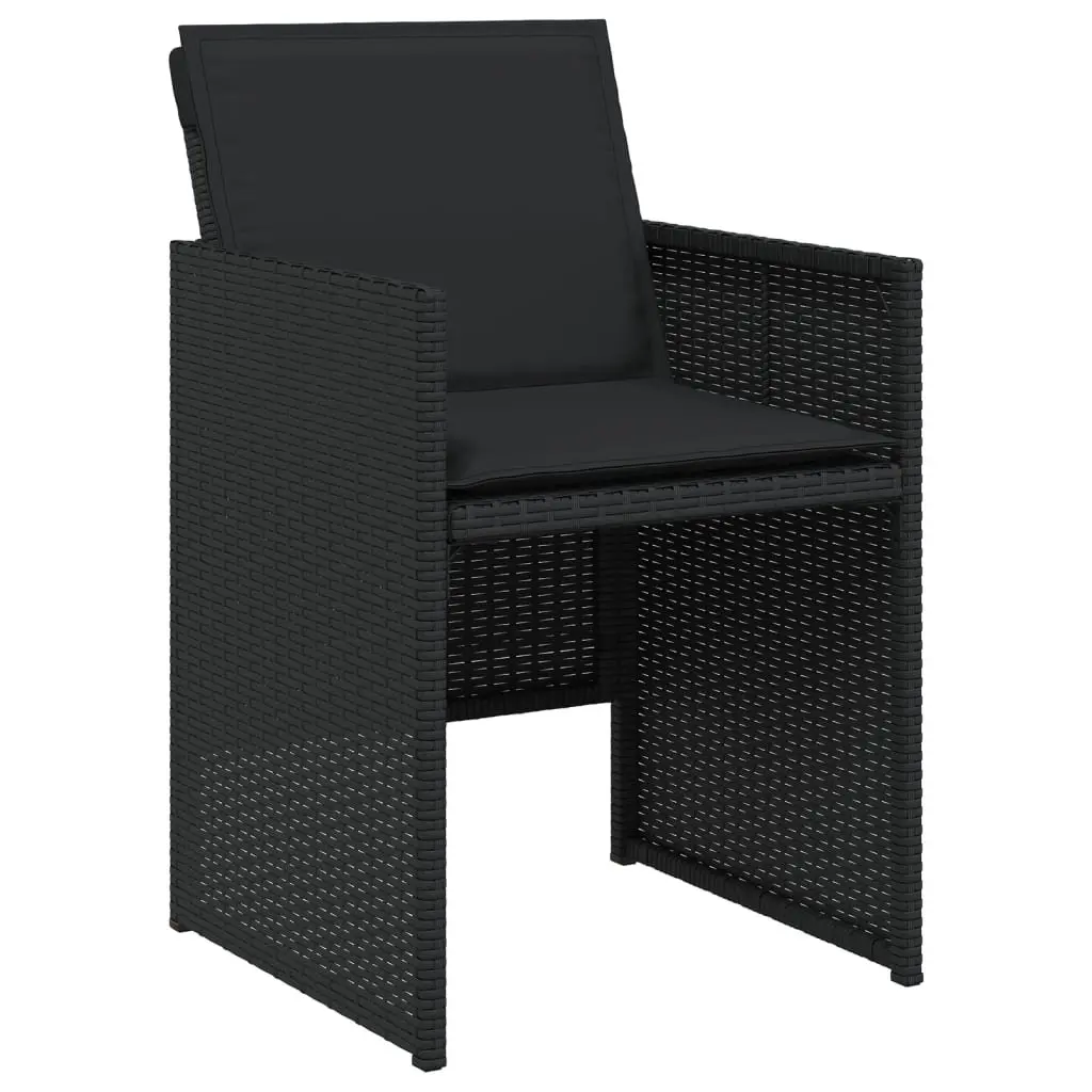 7 Piece Outdoor Dining Set Black Poly Rattan Garden Furniture Patio Table Chairs