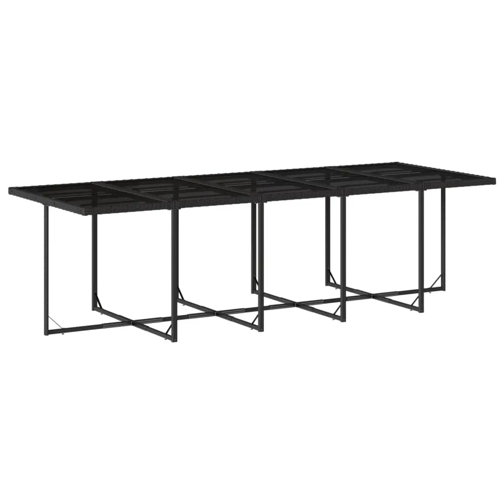 Garden Dining Set 11 Piece Black Poly Rattan Outdoor Furniture with Cushions