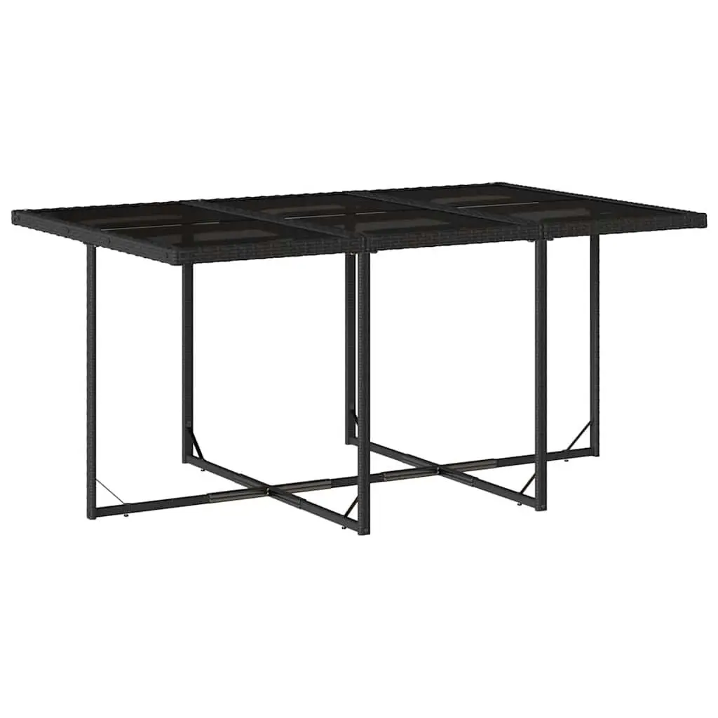 11 Piece Outdoor Dining Set PE Rattan Black Chairs Table with Cushions