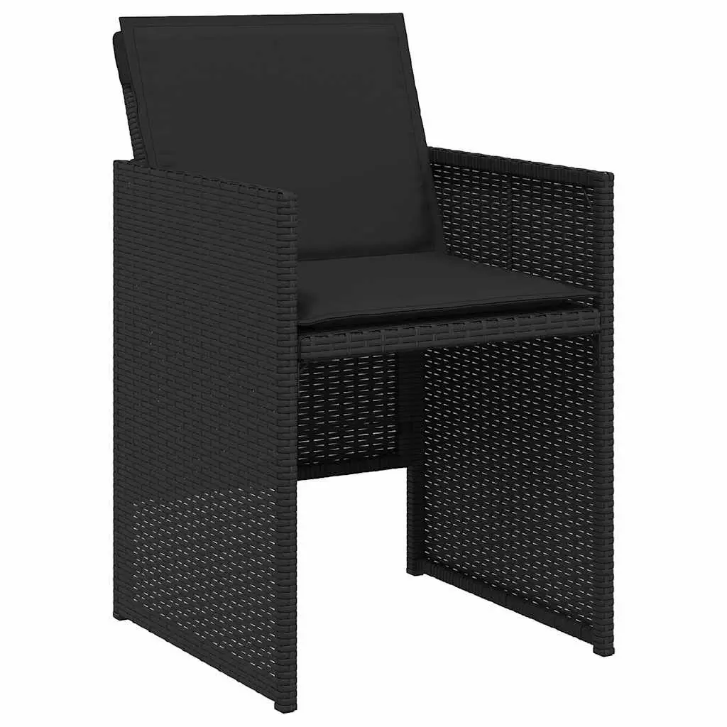 11 Piece Outdoor Dining Set PE Rattan Black Chairs Table with Cushions