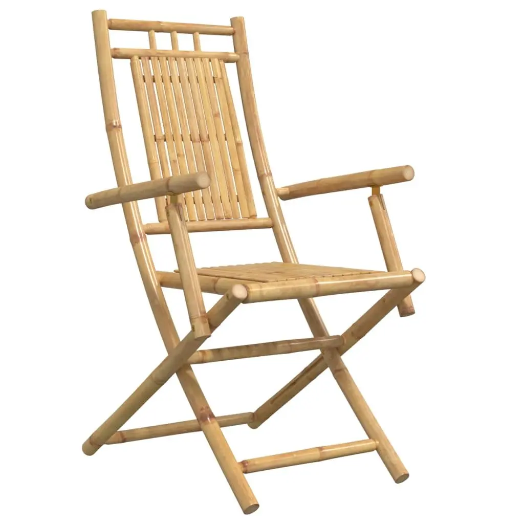 Folding Garden Chairs 8 pcs Outdoor Seating Bamboo Brown Dining Chair Set