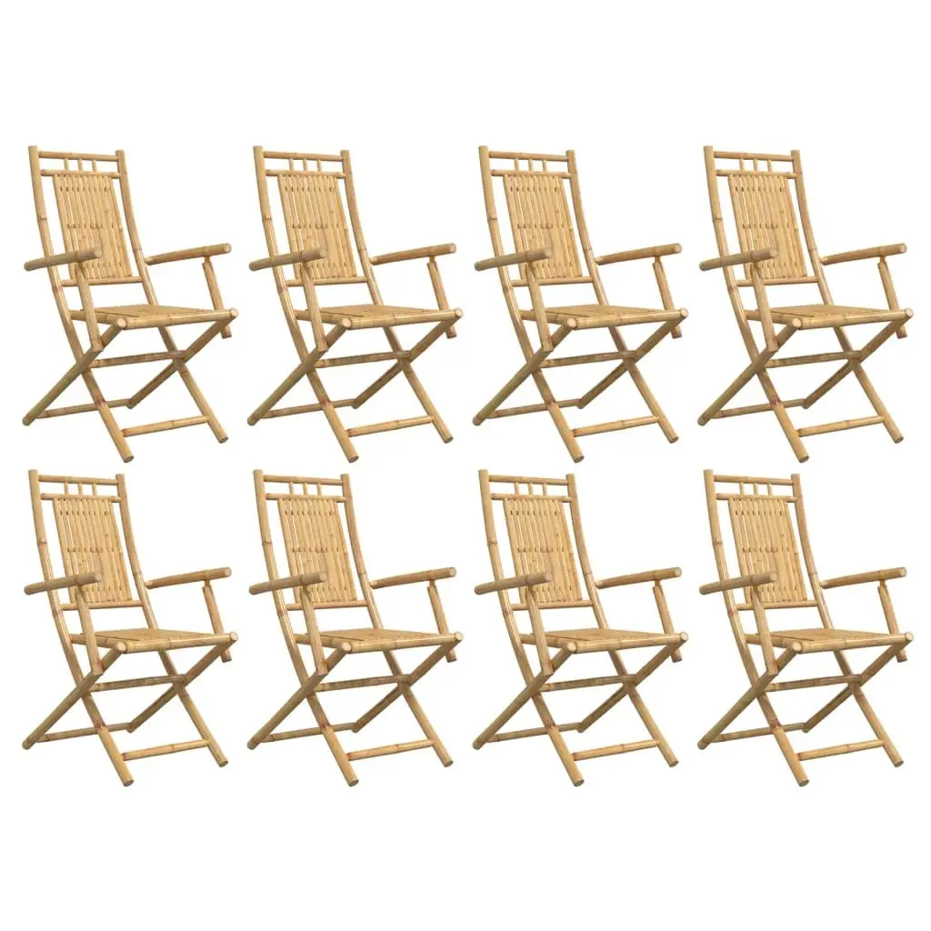 Folding Garden Chairs 8 pcs Outdoor Seating Bamboo Brown Dining Chair Set