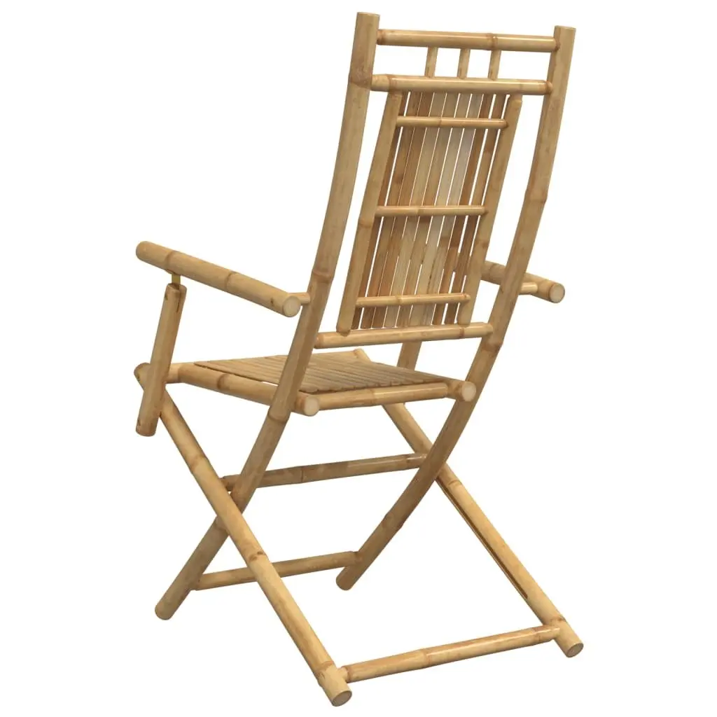 Folding Garden Chairs 8 pcs Outdoor Seating Bamboo Brown Dining Chair Set
