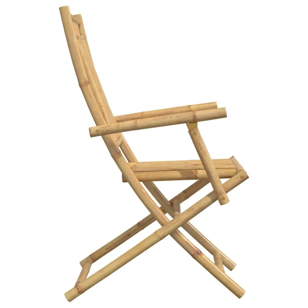 Folding Garden Chairs 8 pcs Outdoor Seating Bamboo Brown Dining Chair Set