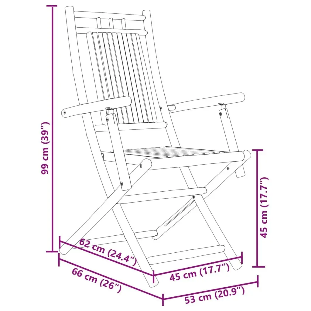Folding Garden Chairs 8 pcs Outdoor Seating Bamboo Brown Dining Chair Set
