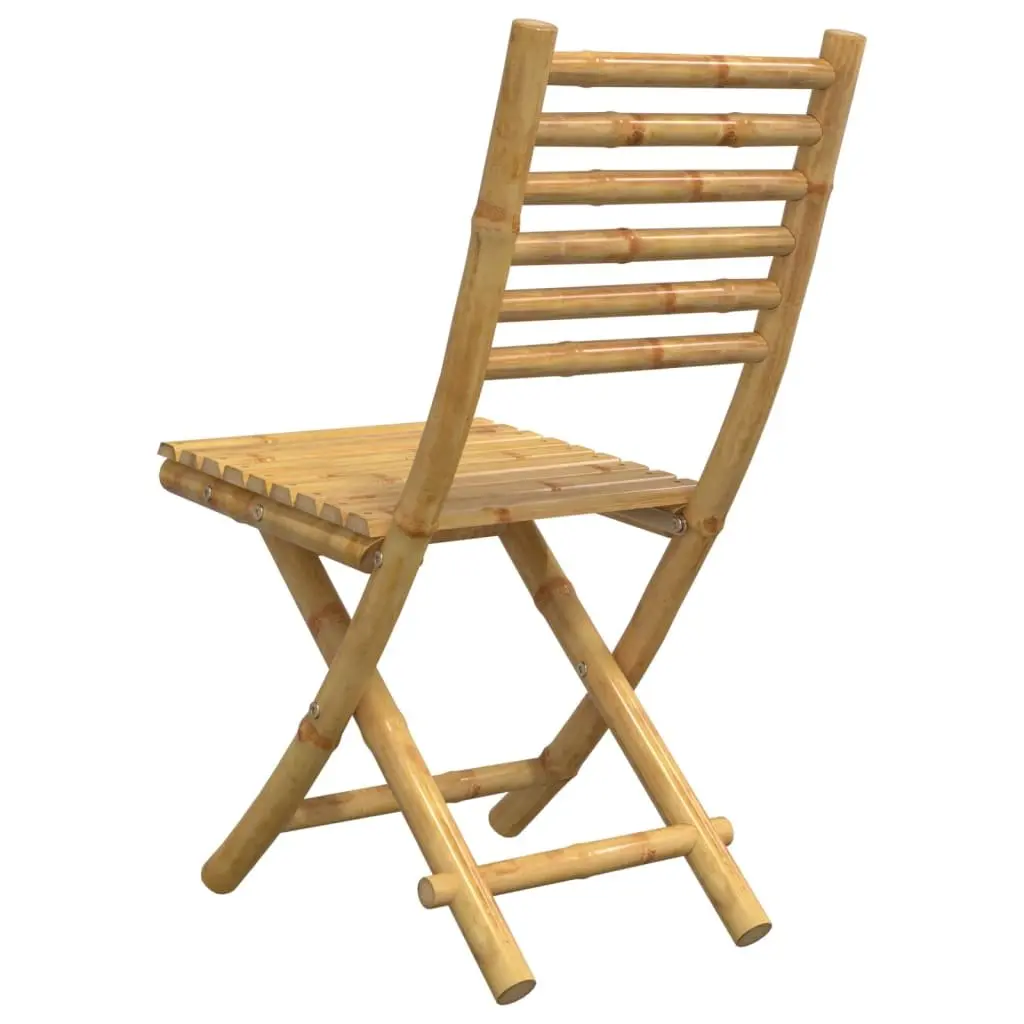 Folding Garden Chairs Set of 6 Bamboo Outdoor Dining Patio Seating Brown