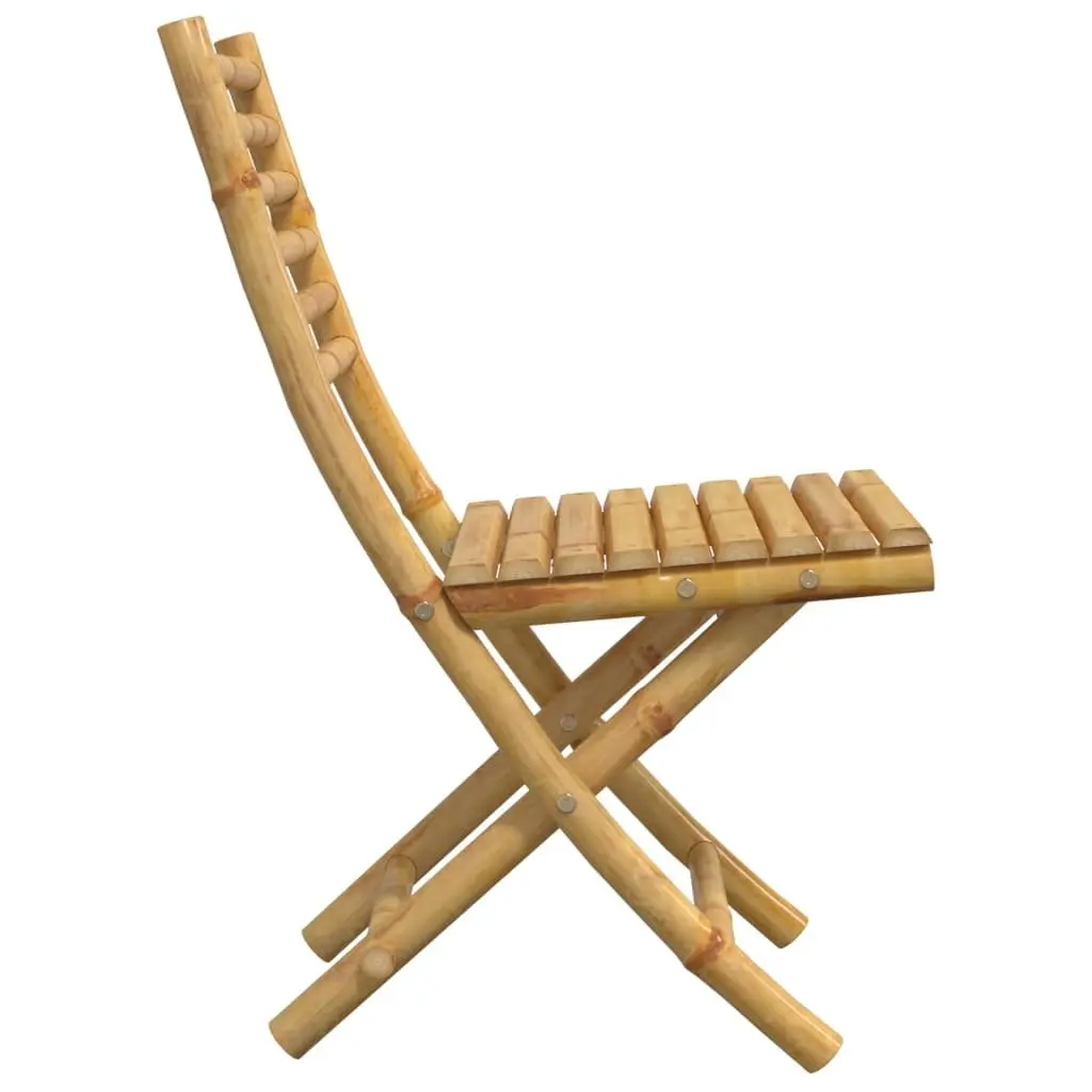 Folding Garden Chairs Set of 6 Bamboo Outdoor Dining Patio Seating Brown