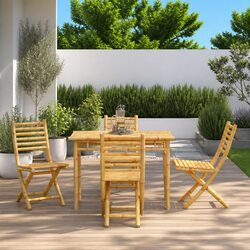 Garden Dining Set 5 Piece Outdoor Furniture Foldable Chairs Table Backrest