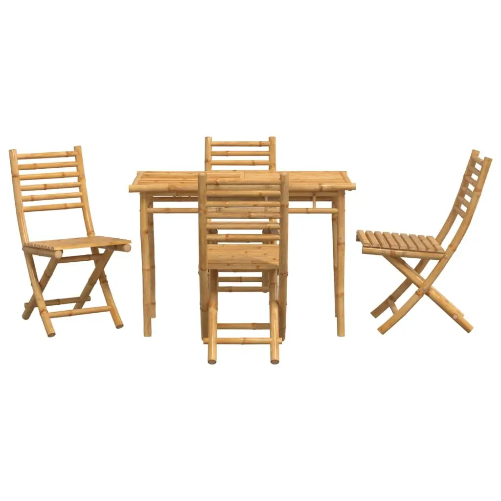 Garden Dining Set 5 Piece Outdoor Furniture Foldable Chairs Table Backrest