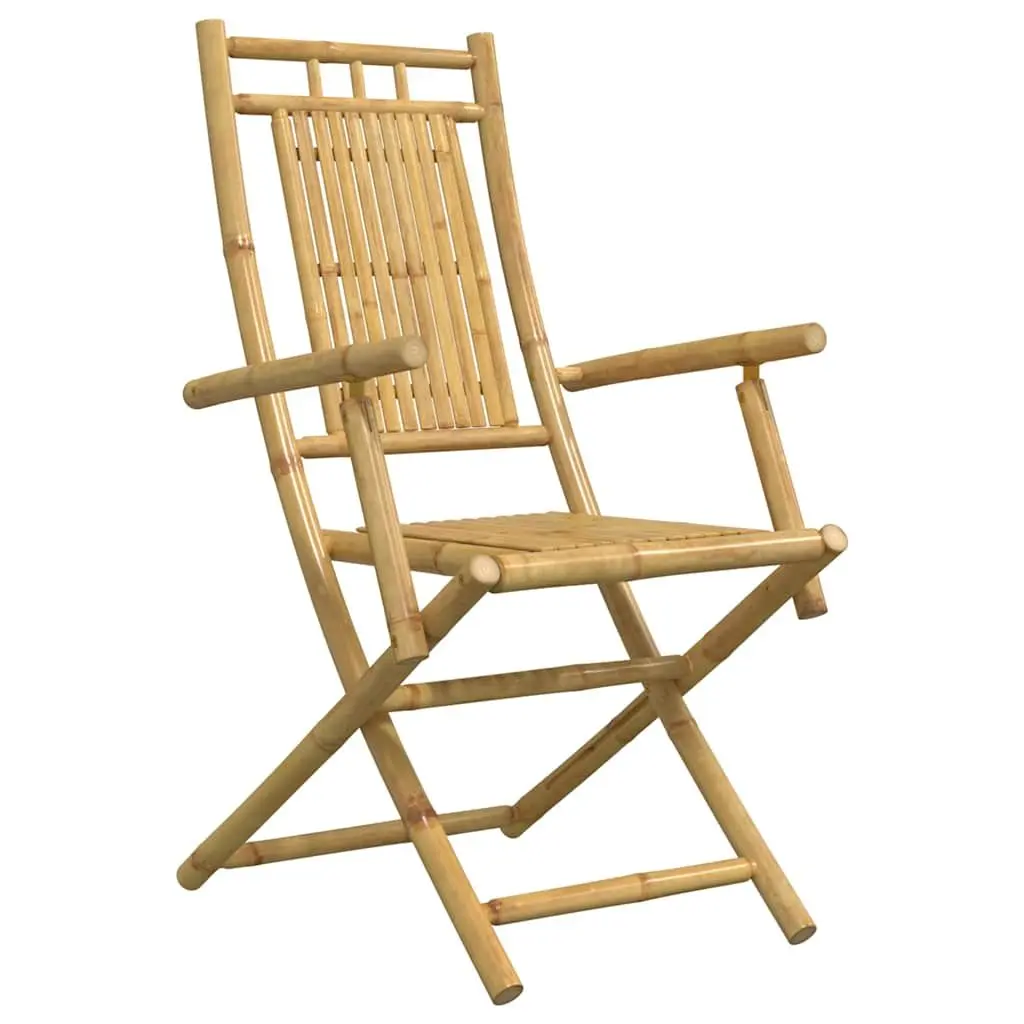 3 Piece Bistro Set Outdoor Garden Furniture Foldable Brown Bamboo Table Chairs