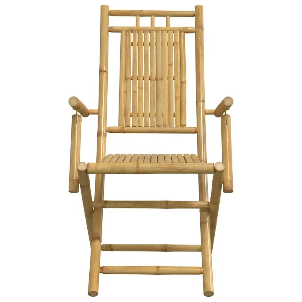 3 Piece Bistro Set Outdoor Garden Furniture Foldable Brown Bamboo Table Chairs