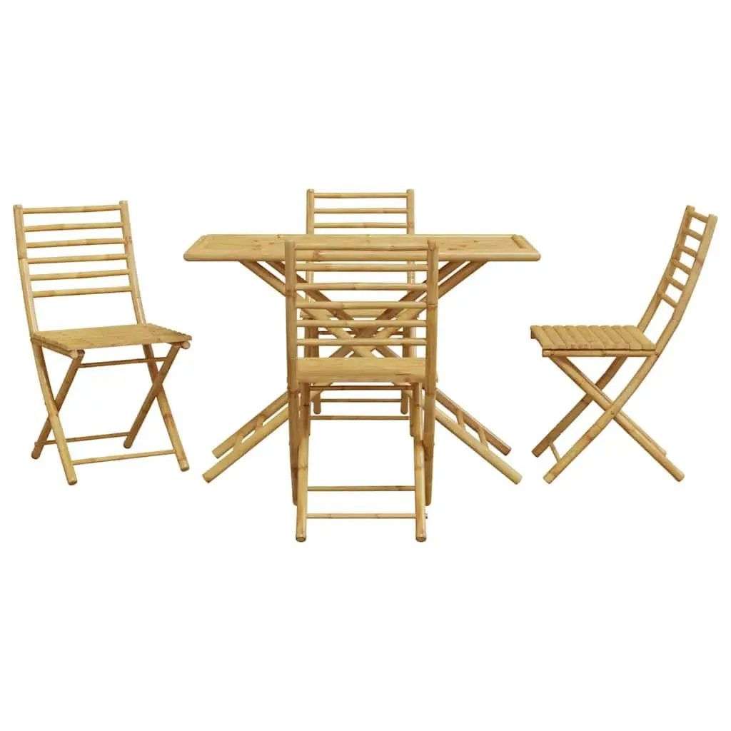 Garden Dining Set 5 Piece Foldable Outdoor Furniture Brown Backrest Chairs Table