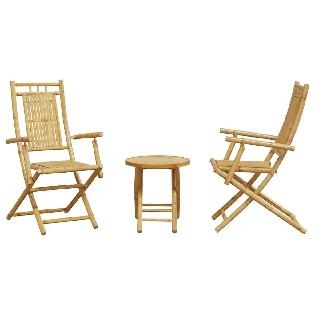 3 Piece Bistro Set Outdoor Garden Furniture Brown Foldable Patio Chairs Table