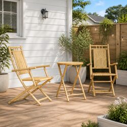 3 Piece Bistro Set Foldable Garden Furniture Brown Outdoor Patio Chairs Table