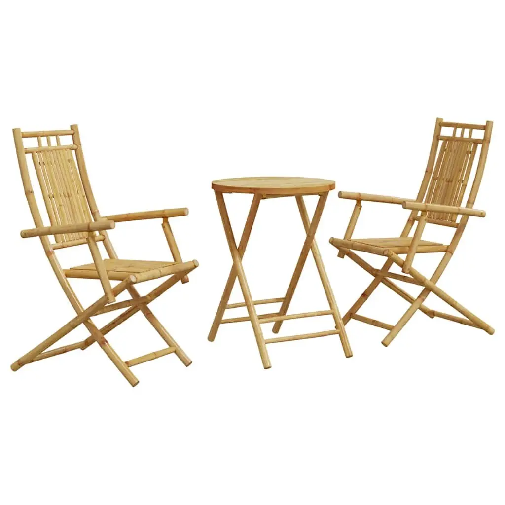 3 Piece Bistro Set Foldable Garden Furniture Brown Outdoor Patio Chairs Table
