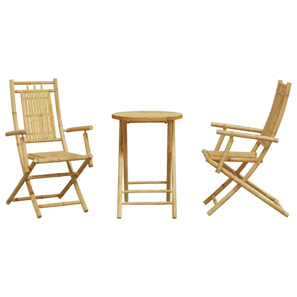 3 Piece Bistro Set Foldable Garden Furniture Brown Outdoor Patio Chairs Table