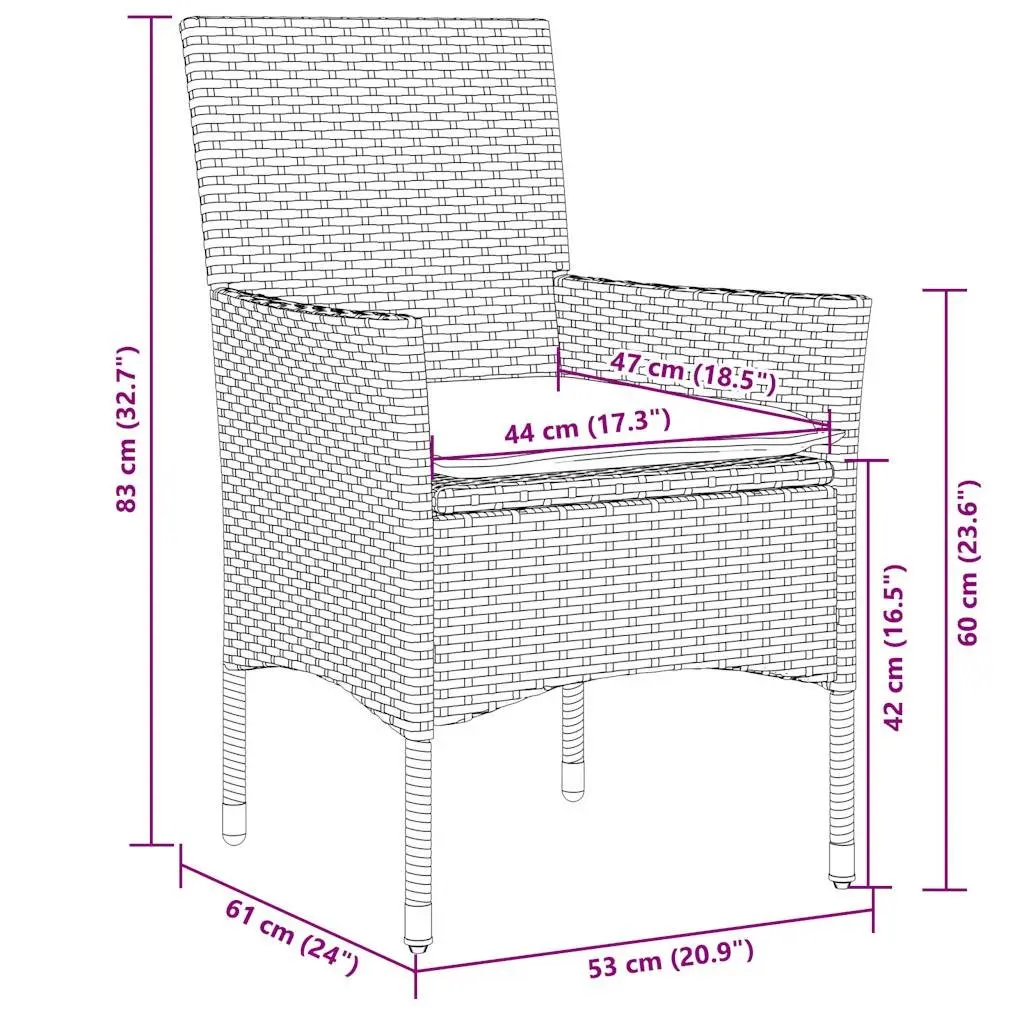 Garden Dining Set 3 Piece Outdoor Furniture Grey PE Rattan Tempered Glass Table