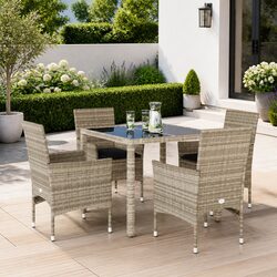 Garden Dining Set 5 Piece Outdoor Furniture Table Chairs Cushions Grey Patio