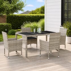 Garden Dining Set 5 Piece Outdoor Furniture Patio Table Chairs Grey Cushions