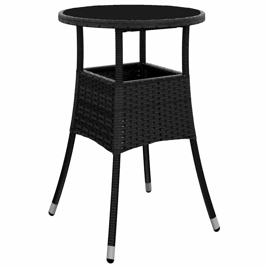Outdoor Dining Set 3 Piece Garden Furniture Poly Rattan Glass Table Patio