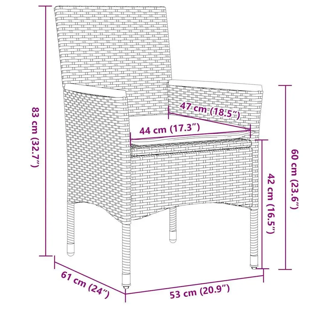 Outdoor Dining Set 3 Piece Garden Furniture Poly Rattan Glass Table Patio