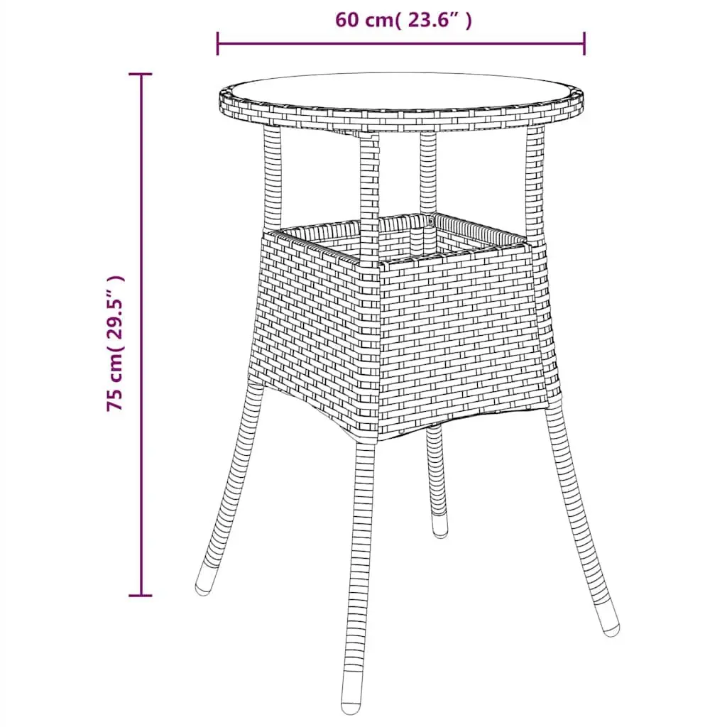 Outdoor Dining Set 3 Piece Garden Furniture Poly Rattan Glass Table Patio