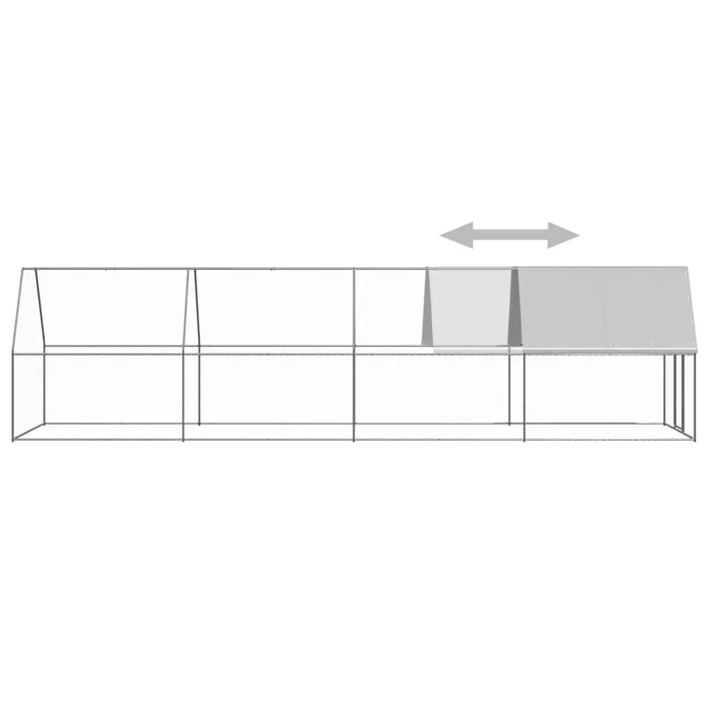 Chicken Cage Galvanised Steel Outdoor Poultry Coop Enclosure 2x8x2m Silver