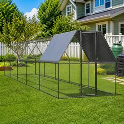 Chicken Cage 2x10x2m Galvanised Steel Walk-In Coop Outdoor Enclosure Small
