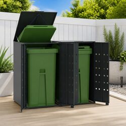Wheelie Bin Storage Enclosure 2 Bins Anthracite Steel Garden Waste Container