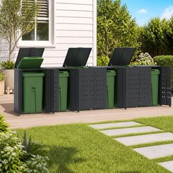 Wheelie Bin Storage Enclosure 6 Bins Garden Waste Container Shed Anthracite