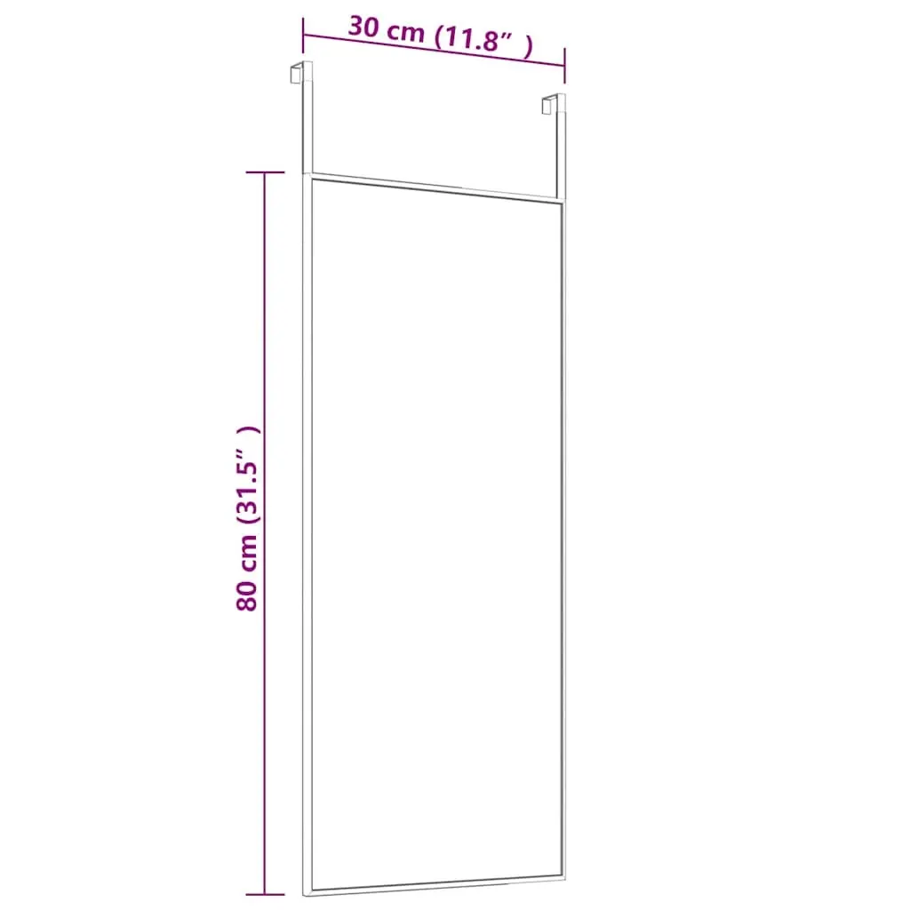 Door Mirror Aluminium Frame Black 30x80 cm Wall Mounted Hanging Dressing Glass