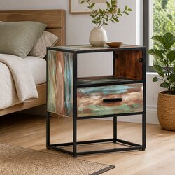 Bedside Table 40x30x50cm Solid Reclaimed Wood Cabinet Nightstand with Drawer