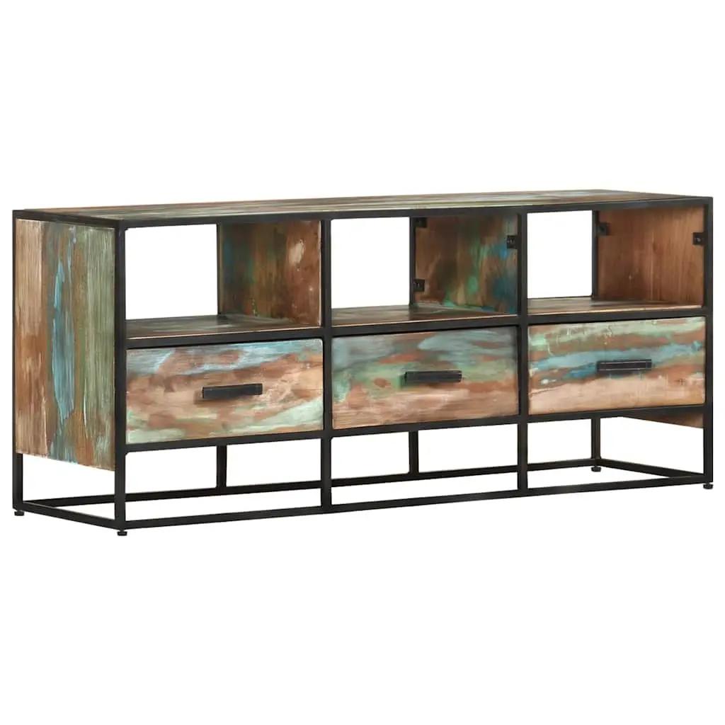 TV Cabinet Solid Reclaimed Wood 110x30x45 cm Brown with Drawers Shelves Storage