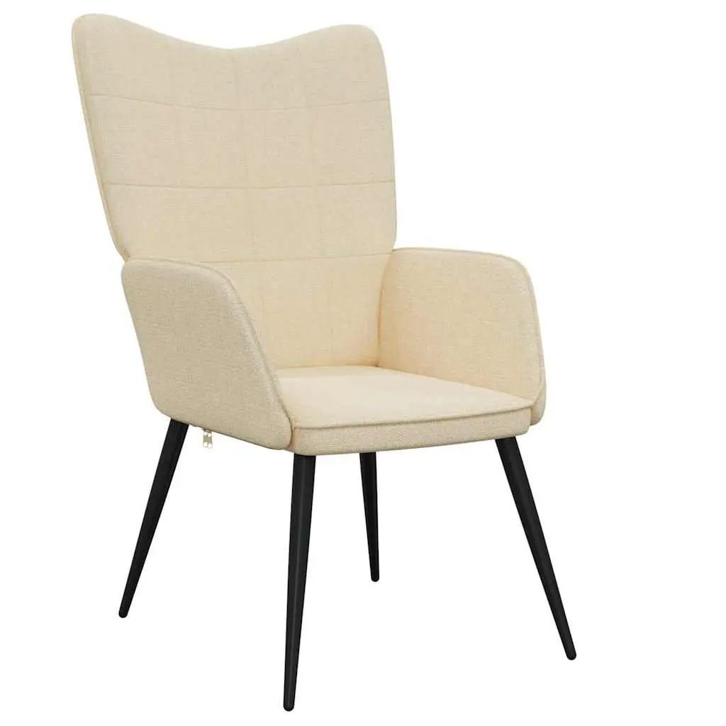 Armchair Padded Foam Upholstered Cream Fabric Modern Lounge Chair