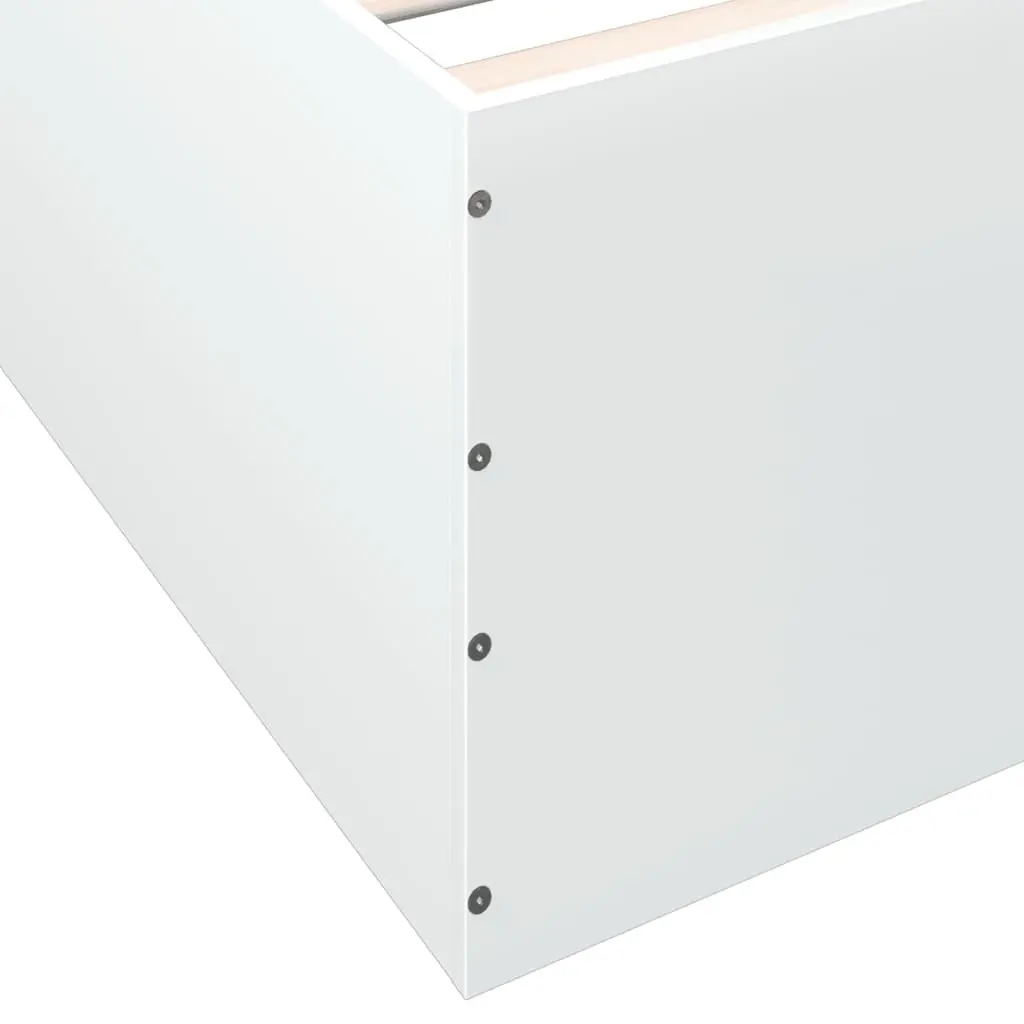 Bed Frame White 135x190 cm Engineered Wood Slatted Base Modern Design Bedroom