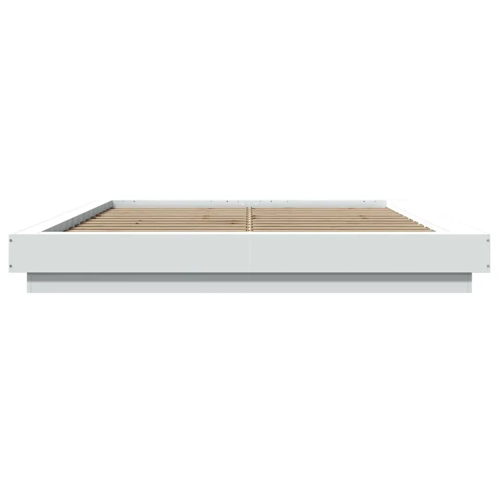 Bed Frame RGB LED Lights Slatted Base White 150x200cm