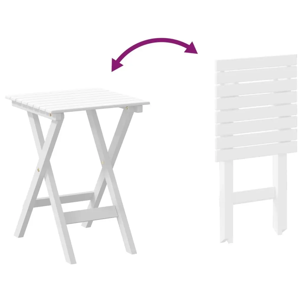 Rocking Chair with Foldable Side Table Poplar Wood White Outdoor Furniture