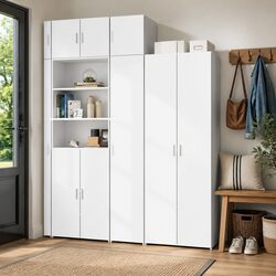 Slim Storage Cabinet White Engineered Wood 40x42.5x225cm Tall Bathroom Bedroom